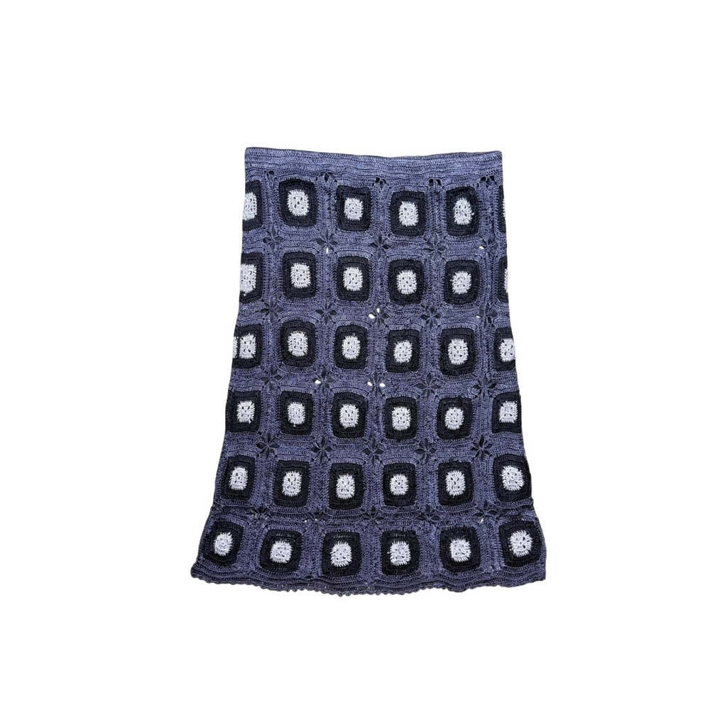 Young Essence Grey Crochet Granny Square Maxi Skirt